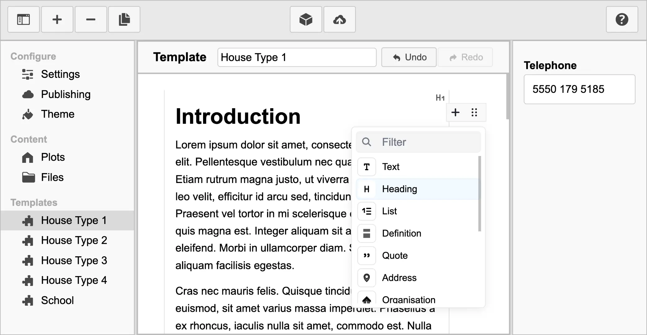 Templates User Interface
